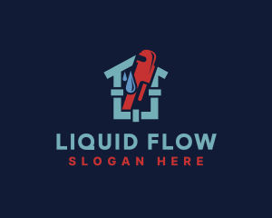 Pipe Wrench Plumbing House logo design