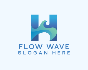 Blue Sea Wave Letter H logo