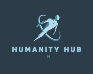 Flying Human Lightning logo design