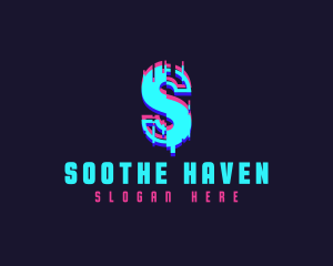 Futuristic Glitch Letter S logo design