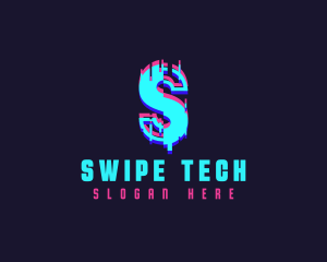 Futuristic Glitch Letter S logo design