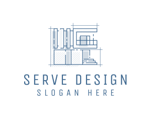 Blueprint Design House Architecture logo design