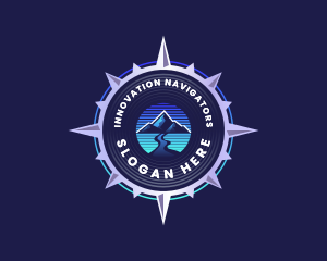 Compass Navigation Mountain logo design