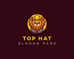 Lion Construction Hard Hat logo design