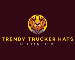 Lion Construction Hard Hat logo design