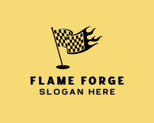 Racing Flag Flame logo design