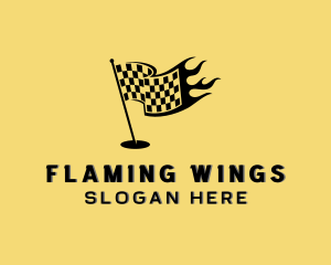 Racing Flag Flame logo design