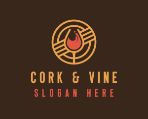 Circle Wine Line Art  logo design