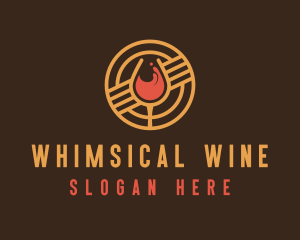 Circle Wine Line Art  logo design