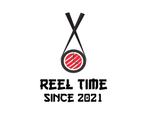 Sushi Chopsticks Clock  logo design