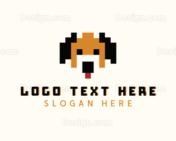 Dog Pixelated Game Logo