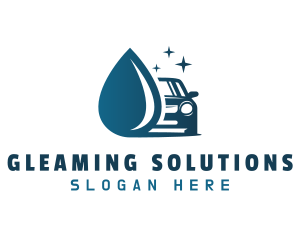 Blue Car Wash Droplet logo design