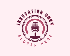 Podcast Mic Broadcaster logo design