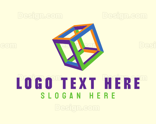 Fluorescent Colorful Cube Logo