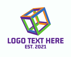 Fluorescent Colorful Cube logo