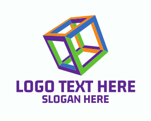 Fluorescent Colorful Cube Logo