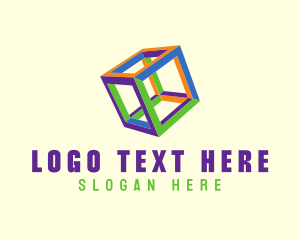 Fluorescent Colorful Cube Logo