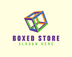 Fluorescent Colorful Cube logo design