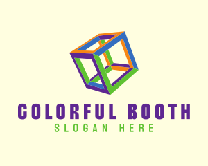 Fluorescent Colorful Cube logo design