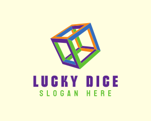 Fluorescent Colorful Cube logo design