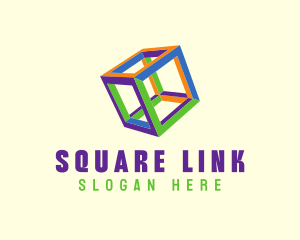 Fluorescent Colorful Cube logo design