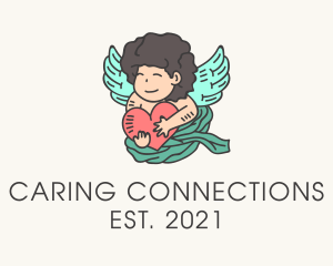 Flying Cupid Heart  logo design