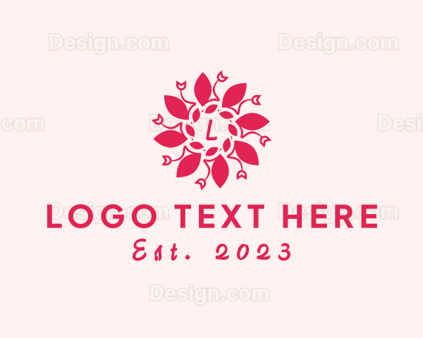 Spiral Leaf Flower Botanical Logo