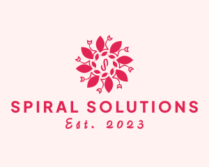 Spiral Leaf Flower Botanical logo design