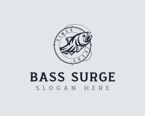 Sea Bass Fishing Hook logo design