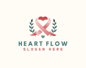 Leaf Pink Ribbon Heart  logo