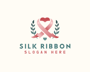 Leaf Pink Ribbon Heart  logo design