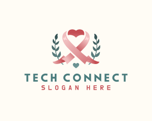 Leaf Pink Ribbon Heart  logo