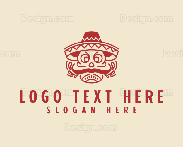 Mexican Sombrero Skull Logo