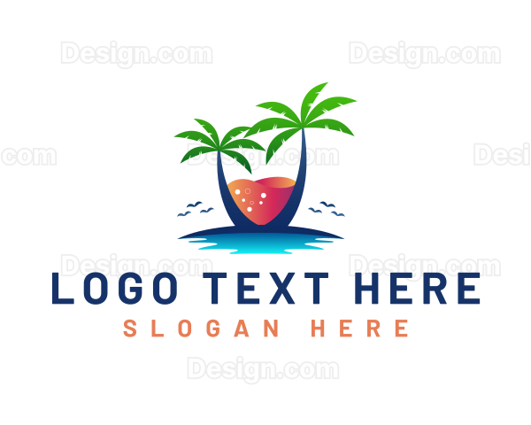 Palm Tree Island Drink Logo