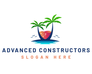 Palm Tree Island Drink logo design