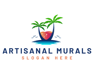 Palm Tree Island Drink logo design