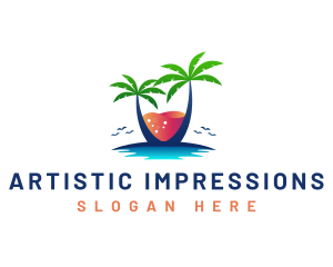 Palm Tree Island Drink logo design