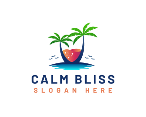 Palm Tree Island Drink logo design