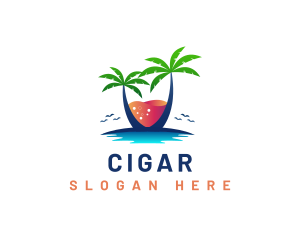 Palm Tree Island Drink logo design