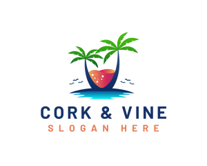 Palm Tree Island Drink logo design