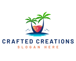 Palm Tree Island Drink logo design