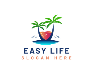 Palm Tree Island Drink logo design