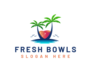 Palm Tree Island Drink logo design