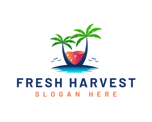 Palm Tree Island Drink logo design