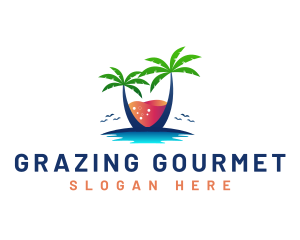 Palm Tree Island Drink logo design