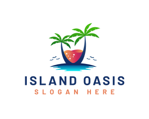 Palm Tree Island Drink logo design