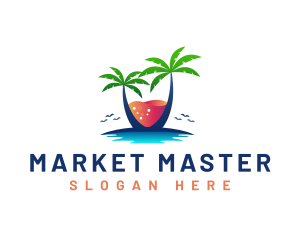 Palm Tree Island Drink logo design