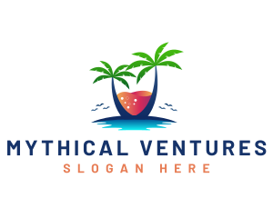 Palm Tree Island Drink logo design