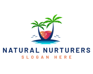 Palm Tree Island Drink logo design