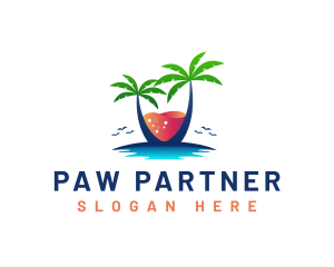 Palm Tree Island Drink logo design